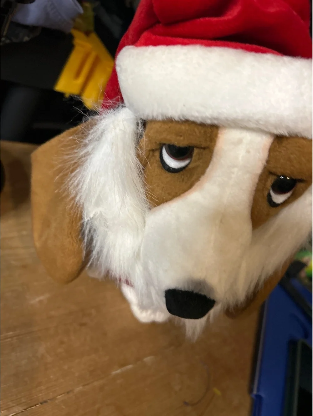 Vintage Basset Hound Plush Dog in Santa Claus Outfit
